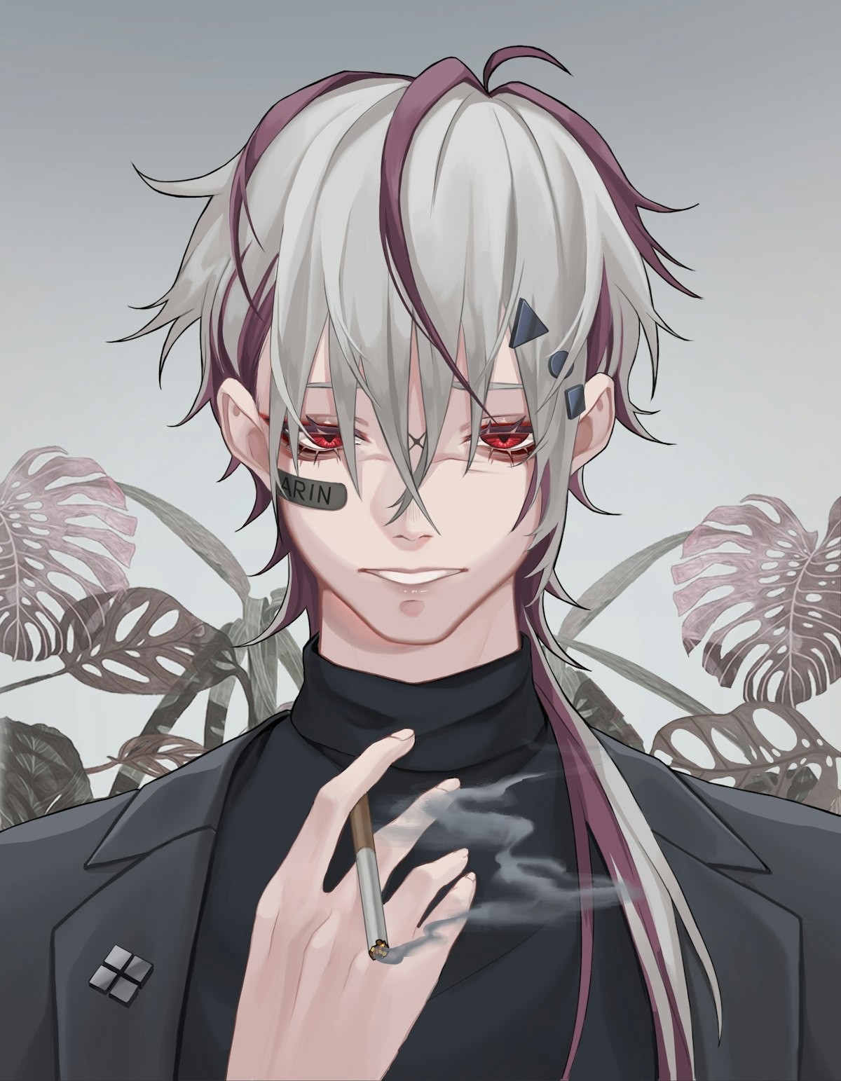 anime vampire boy with white hair